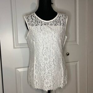 NWT White Lace Sleeveless Top, Lined, Medium